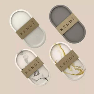 Collection of Oval Tray in the colors white, grey, black marble and gold marble